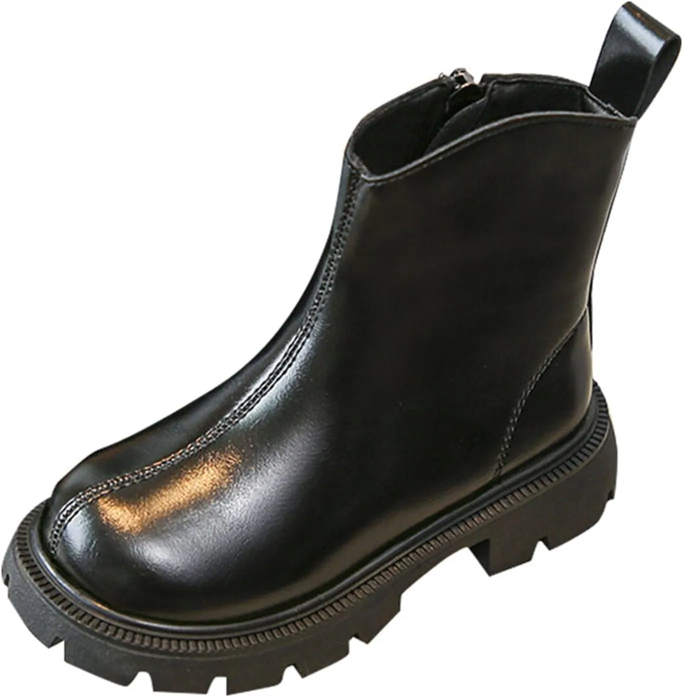 Girls Kids Side Zipper Leather Booties Sole Non Slip Soft Boots Toddler Outdoor 𝐖aterproof Shoes 𝗟ow Heel Light Comfy