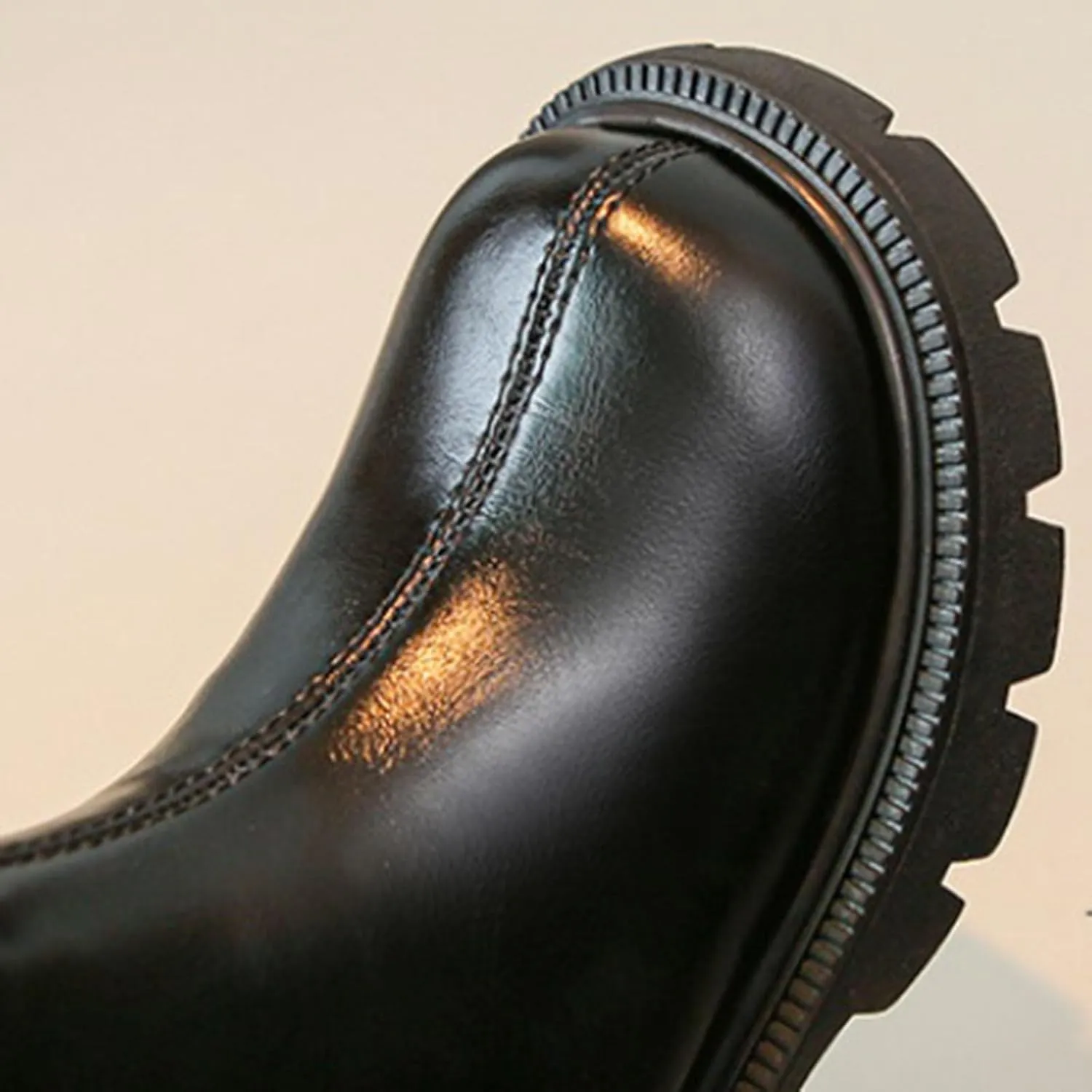 Girls Kids Side Zipper Leather Booties Sole Non Slip Soft Boots Toddler Outdoor 𝐖aterproof Shoes 𝗟ow Heel Light Comfy