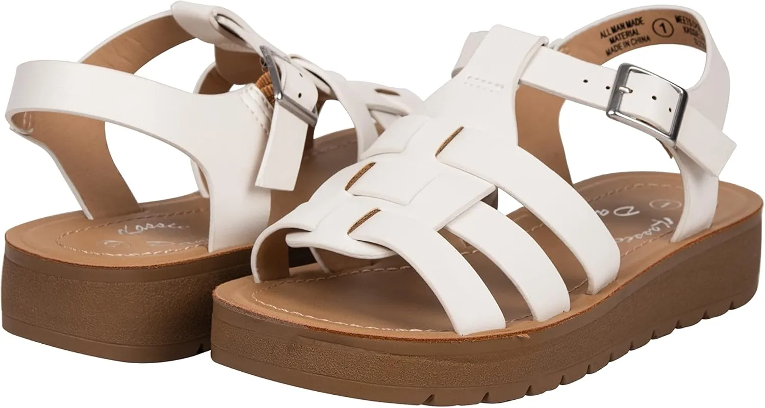 Girls Sandals Open Toe Sandal Fisherman Buckle Ankle Strap Platform Martin-2