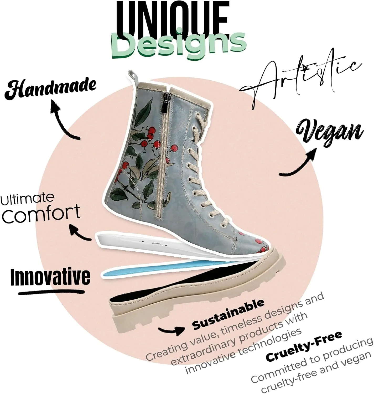 Gisele Boots for Women - Handmade and Vegan Leather Mid Calf Boots for Women,