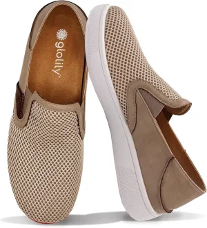 Glolily Ava Breeze Women's Slip-On Sneakers, Casual Everyday Shoes, Slip-in Heel & Breathable Mesh, Lightweight & All-Day Orthotic Arch Comfort Insole