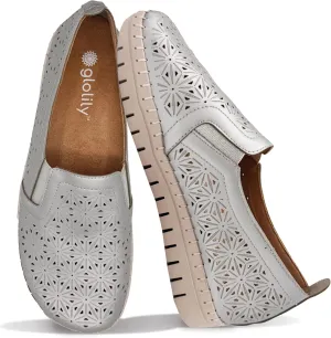 Glolily Elle Perf Women's Comfort Sneakers - Orthotic Lightweight & Flexible Walking Shoes with Arch Support, Comfortable Casual Fashion Shoes for Women