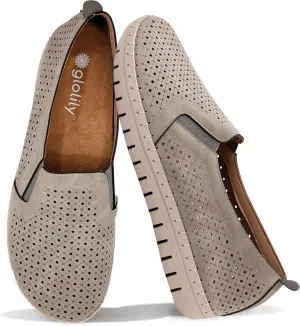 Glolily Elle Perf Women's Comfort Sneakers - Orthotic Lightweight & Flexible Walking Shoes with Arch Support, Comfortable Casual Fashion Shoes for Women