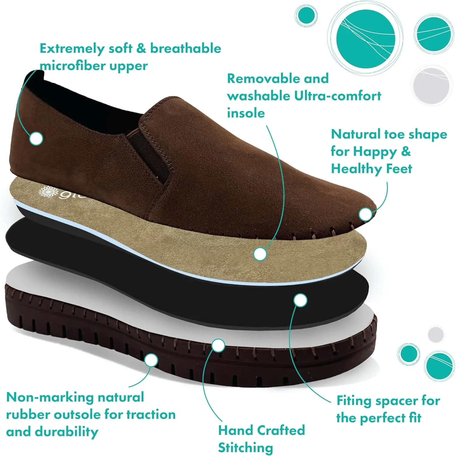 Glolily Elle Slip-On Women's Comfort Sneakers - Orthotic Lightweight & Flexible Walking Shoes with Arch Support, Comfortable Casual Fashion Shoes for Women