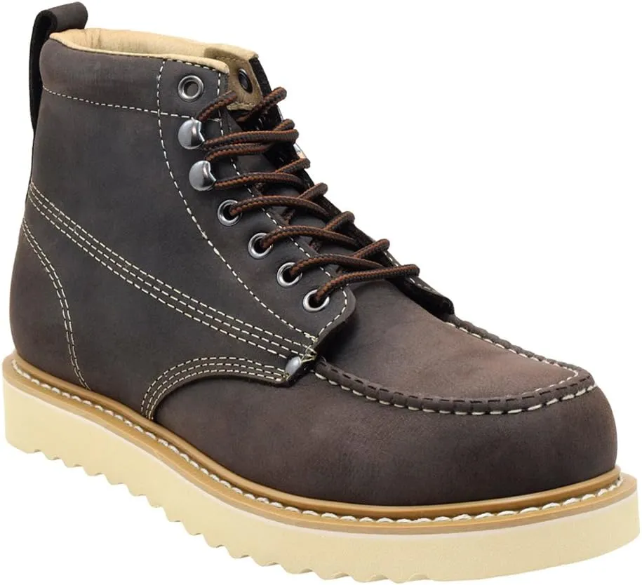 Golden Fox Men's Premium Leather Soft Toe Light Weight Industrial Construction Moc Work Boots Insulated