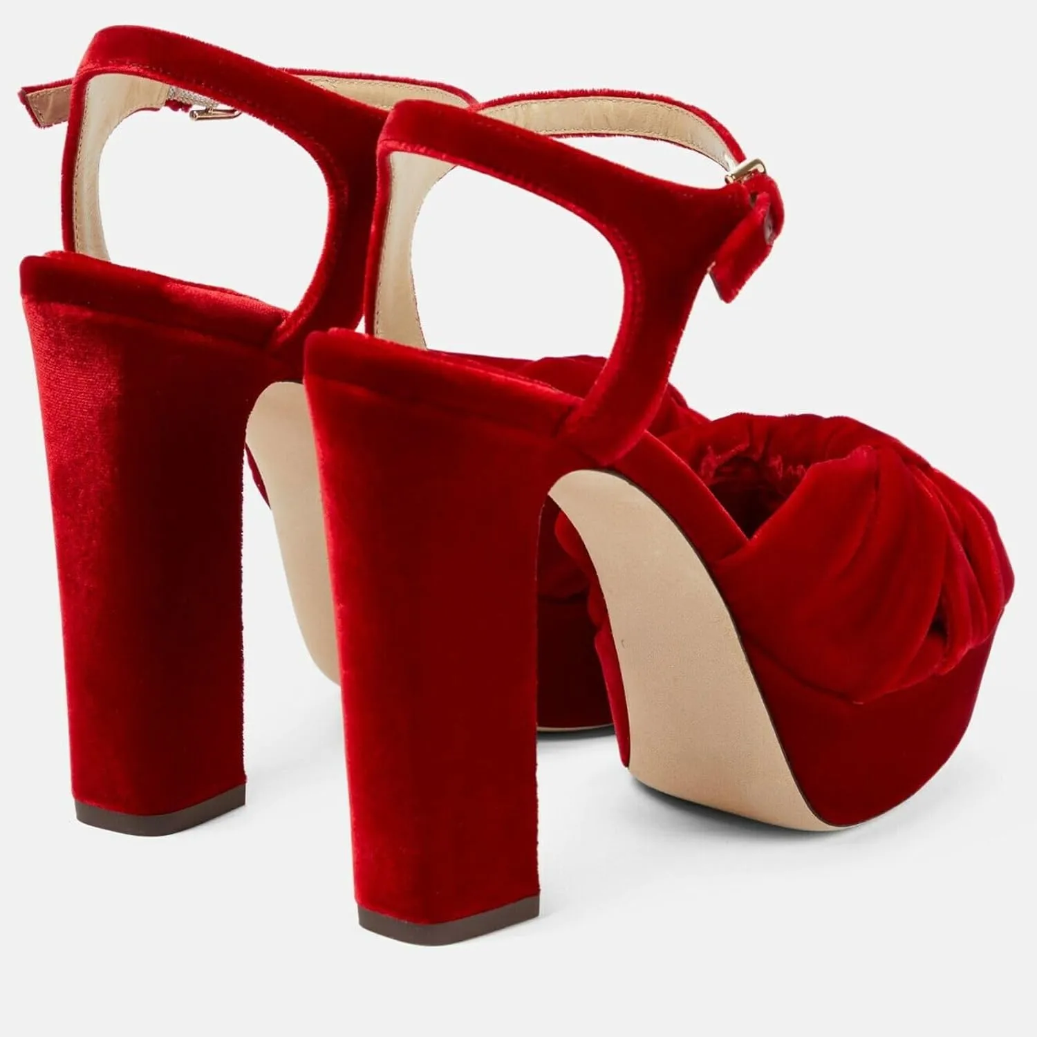 Goolita Bow Metallic Platform Heels for Women, Chunky Buckle Ankle Strap Heeled Sandals Sexy Peep Toe Wedding Bridal Shoes