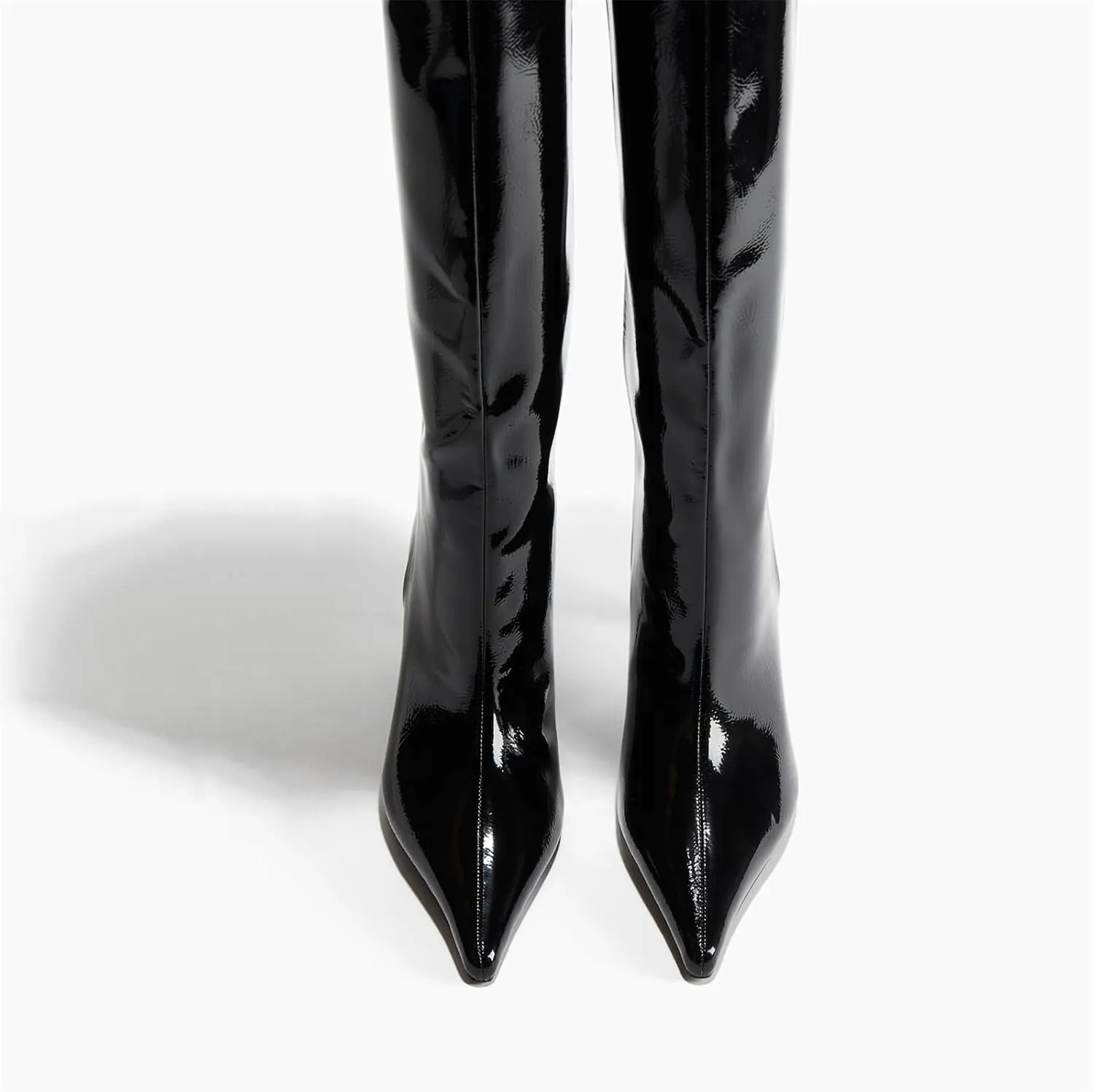 Goolita Burgundy Knee High Boots For Women, Pointed Toe Kitten Heel Wide Calf Boots Cherry Red Slip On Dress Tall Boots