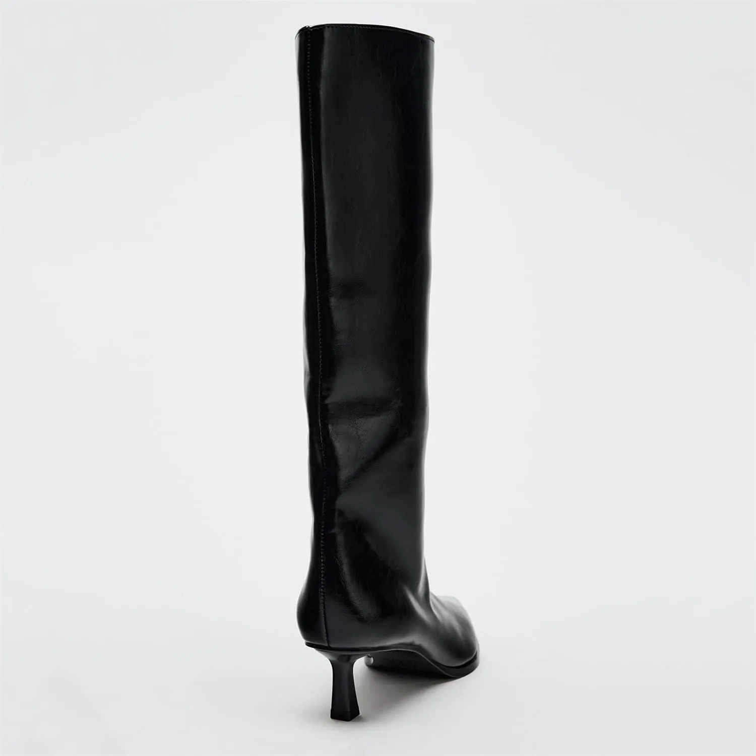 Goolita Burgundy Knee High Boots For Women, Pointed Toe Kitten Heel Wide Calf Boots Cherry Red Slip On Dress Tall Boots