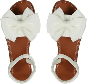 GORGLITTER Women's Bow Flat Sandals 2025 Dressy Open Toe Ankle Strap Summer Vacation Slides Shoes