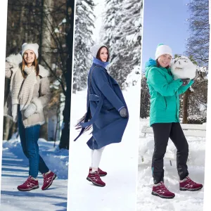 gracosy Women's Hiking Shoes, High Top Sneaker Winter Warm Hook Loop Snow Shoes Fur Lining Suede Ankle Bootie