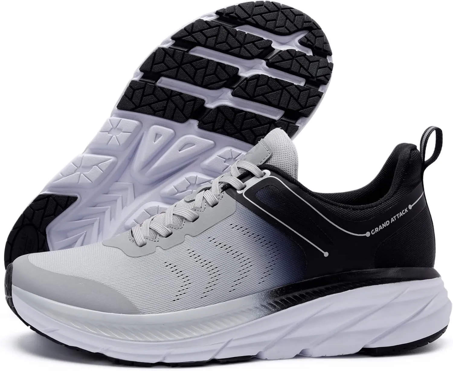 Grand Attack Men's Road Running Walking Shoes | Max Cushioned Comfort | Durable Non-Slip | Breathable Athletic Tennis Cross-Training Sneakers
