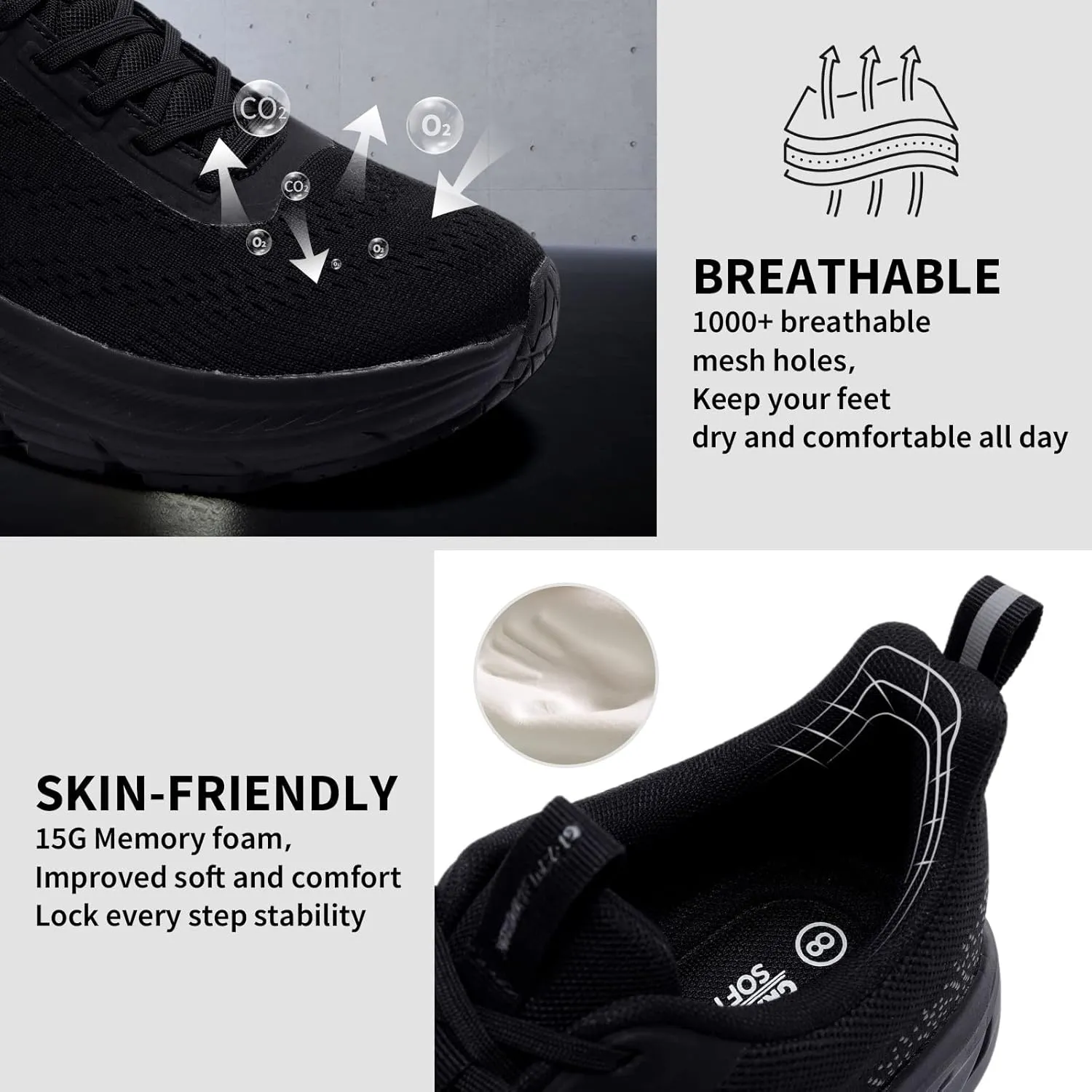 Grand Attack Men's Road Running Walking Shoes | Max Cushioned Comfort | Durable Non-Slip | Breathable Athletic Tennis Cross-Training Sneakers