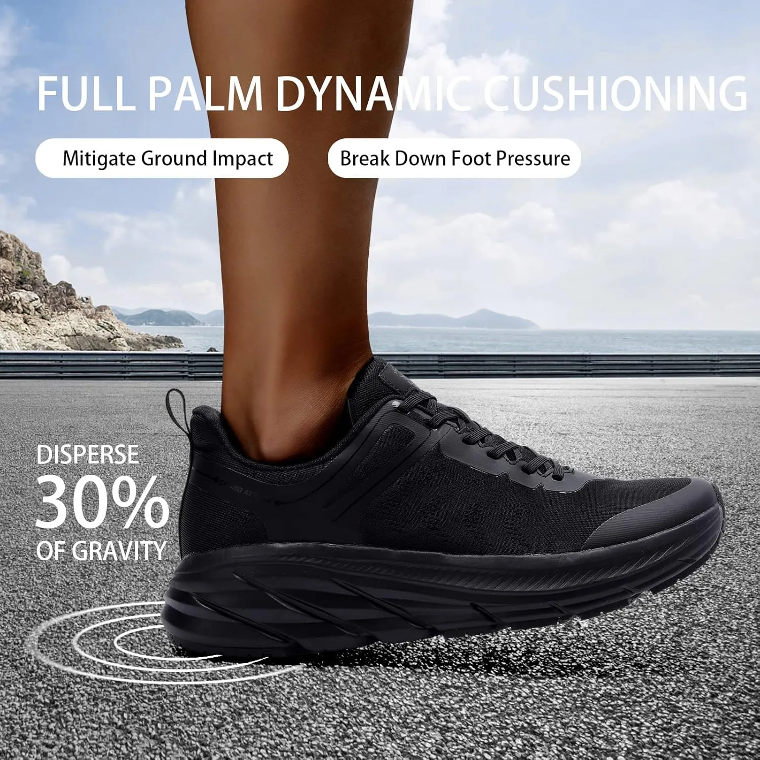 Grand Attack Men's Road Running Walking Shoes | Max Cushioned Comfort | Durable Non-Slip | Breathable Athletic Tennis Cross-Training Sneakers
