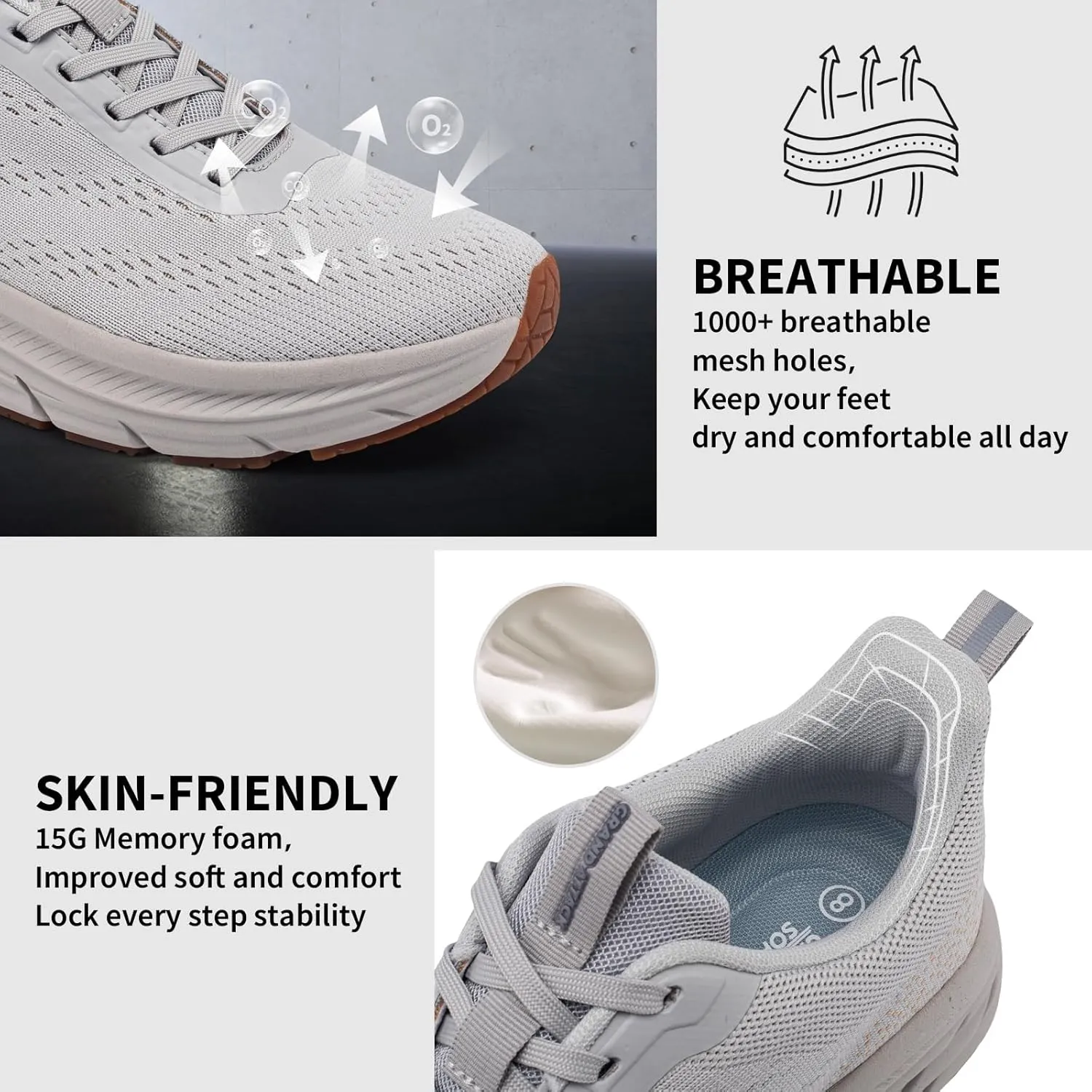 Grand Attack Men's Road Running Walking Shoes | Max Cushioned Comfort | Durable Non-Slip | Breathable Athletic Tennis Cross-Training Sneakers