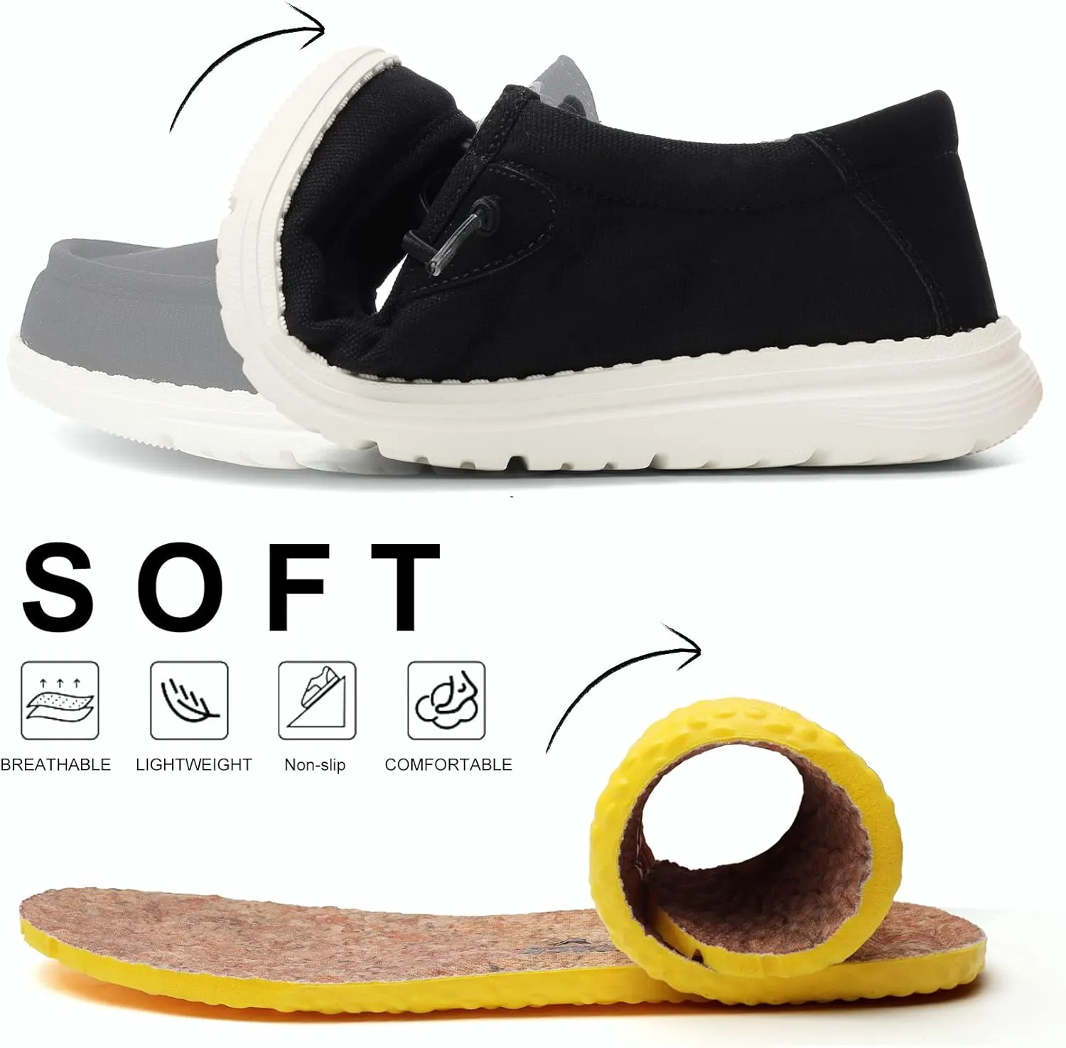 Grand Attack Walking Shoes for Women-Slip On Loafers,Linen Work Boat Shoes,Comfort&Lightweight,for Home Shopping,Dating,Driving,Traveling Shoes