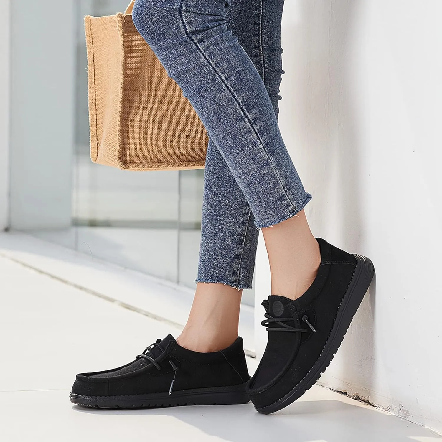 Grand Attack Walking Shoes for Women-Slip On Loafers,Linen Work Boat Shoes,Comfort&Lightweight,for Home Shopping,Dating,Driving,Traveling Shoes