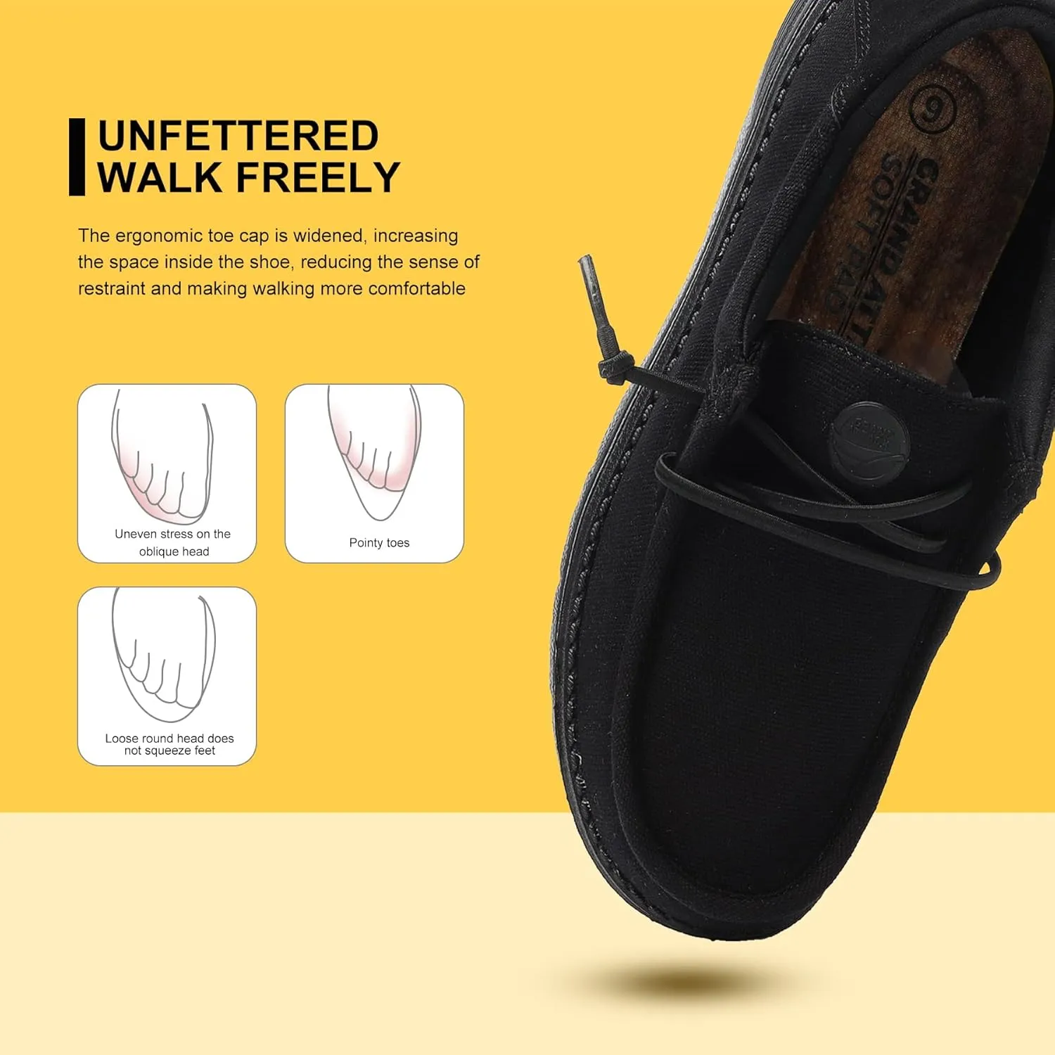 Grand Attack Walking Shoes for Women-Slip On Loafers,Linen Work Boat Shoes,Comfort&Lightweight,for Home Shopping,Dating,Driving,Traveling Shoes