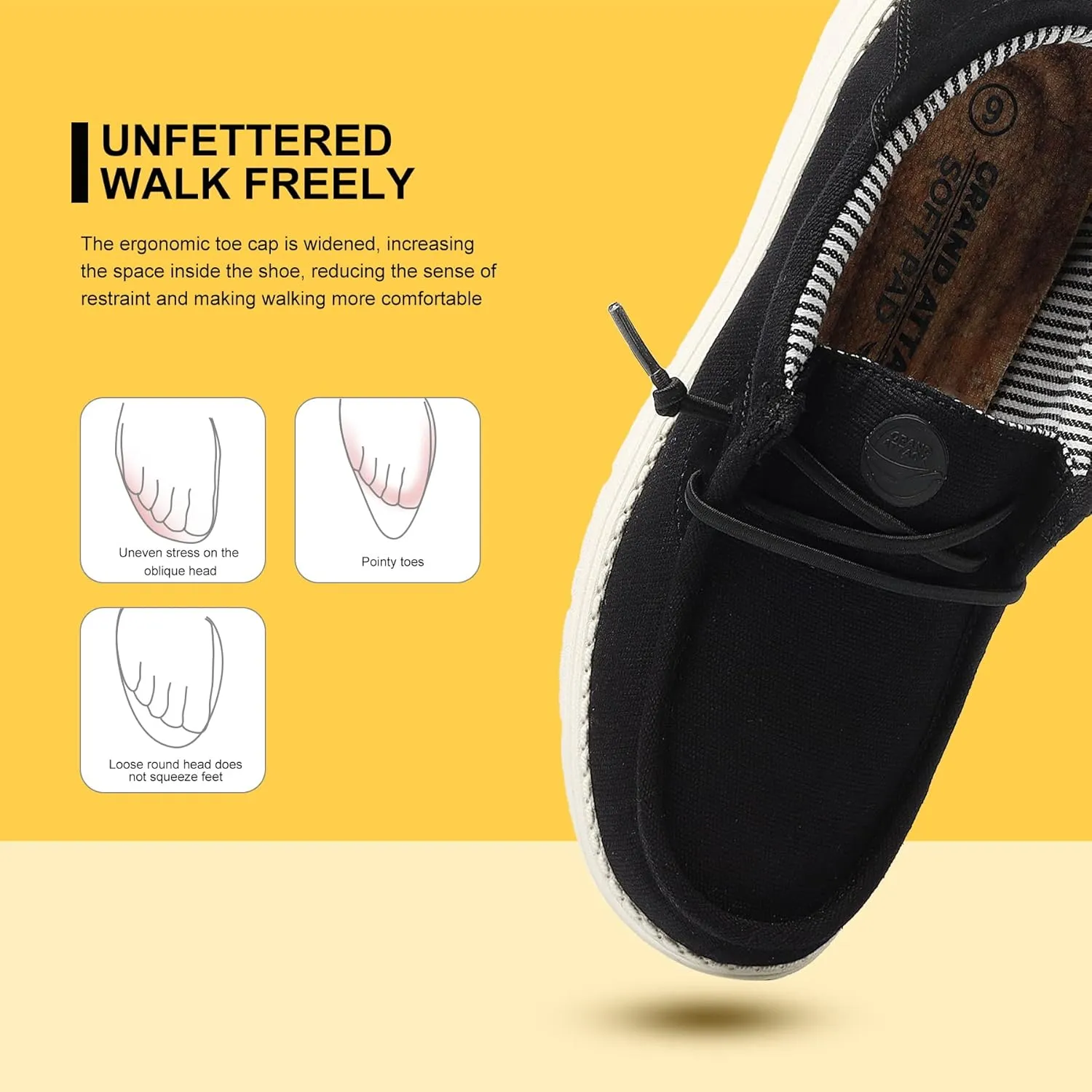 Grand Attack Walking Shoes for Women-Slip On Loafers,Linen Work Boat Shoes,Comfort&Lightweight,for Home Shopping,Dating,Driving,Traveling Shoes