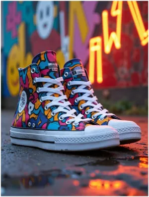 GVYGVY Colorful Graffiti Sneakers Street Art Diamond Art Kits for Adults, 5d DIY Full Drill Diamond Painting Kits for Adults Beginners, Diamond Painting Kit for Wall Home Decor(No Frame) 12x16 Inch