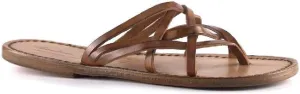 Handmade Dark Brown Braid Leather Womens Thongs and Leather Sole