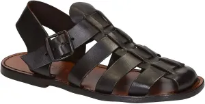 Handmade in Italy Mens Franciscan Sandals in Dark Brown Leather