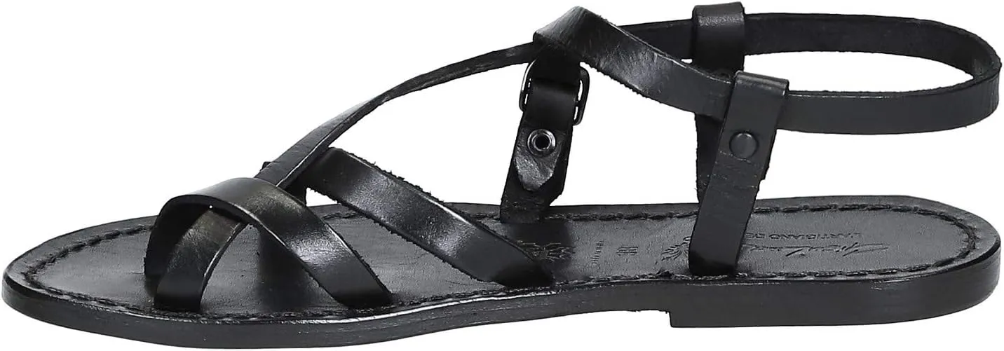 Handmade in Italy Womens Slave Sandals in Vintage Cuir Leather