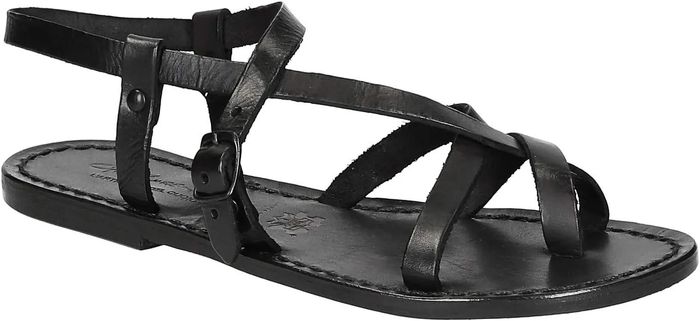 Handmade in Italy Womens Slave Sandals in Vintage Cuir Leather