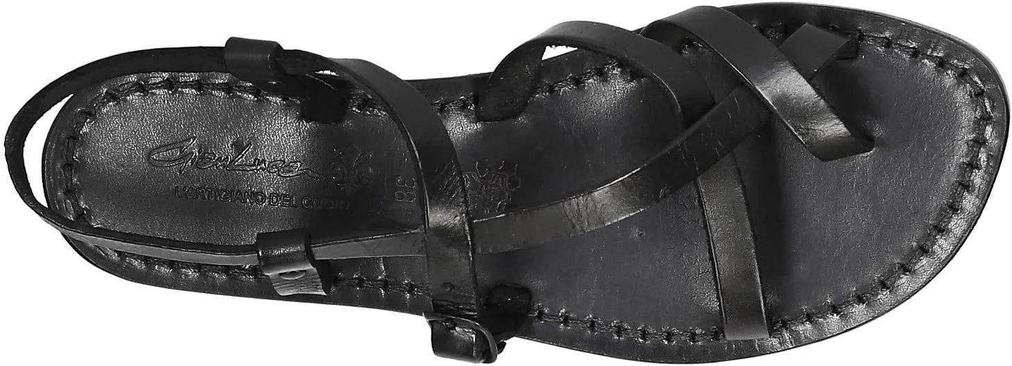 Handmade in Italy Womens Slave Sandals in Vintage Cuir Leather