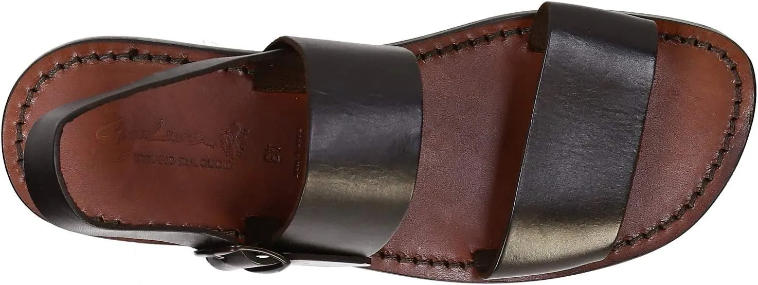 Handmade Mens Sandals in Dark Brown Leather Made in Italy