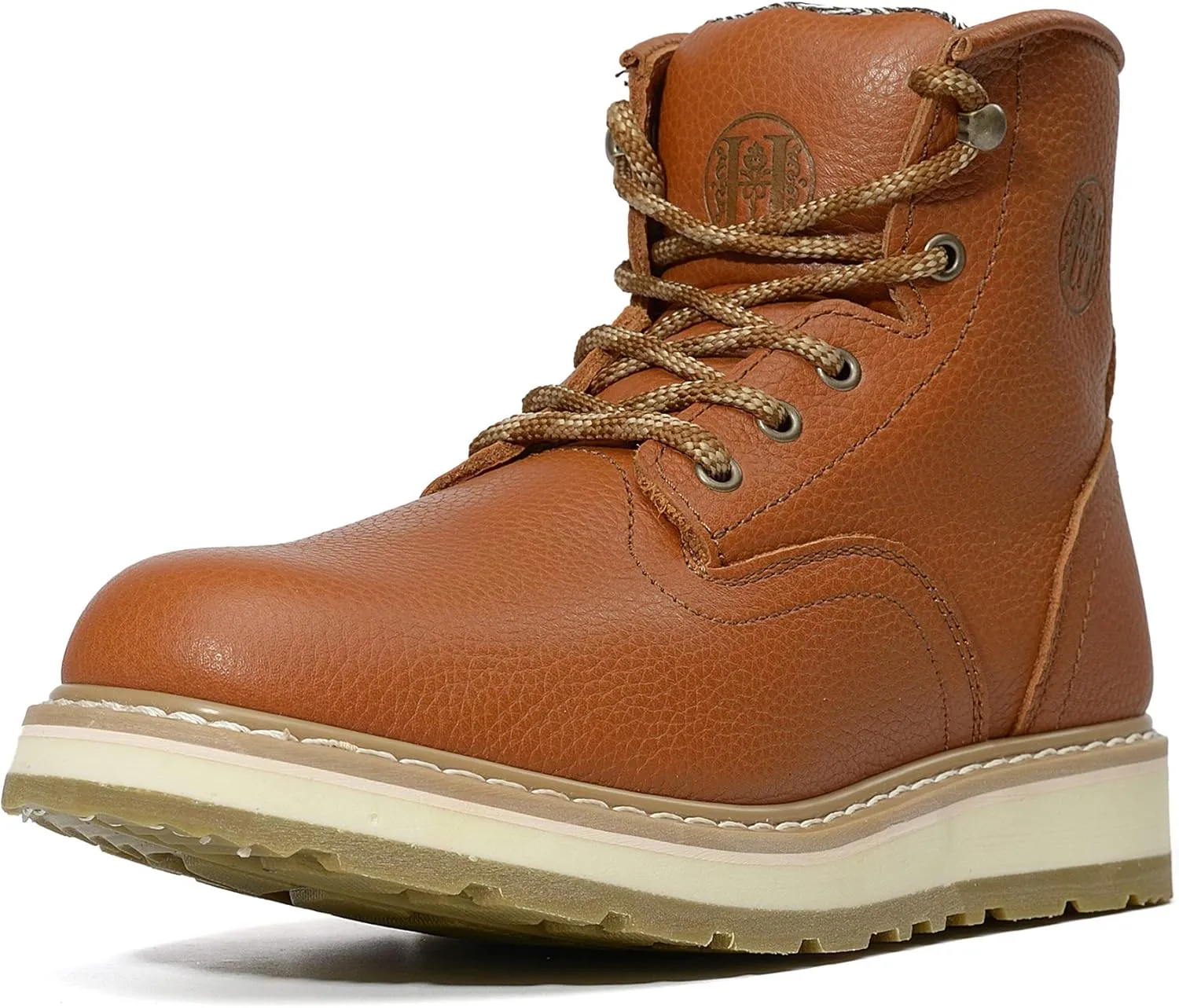 HANDPOINT Work Boots for Men - 6 Inch Soft Toe Boot, Non-Slip Anti-Fatigue Wedge Sole Shoes, Water Resistant EH Safety Boots