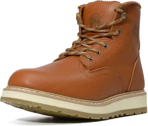 HANDPOINT Work Boots for Men - 6 Inch Soft Toe Boot, Non-Slip Anti-Fatigue Wedge Sole Shoes, Water Resistant EH Safety Boots