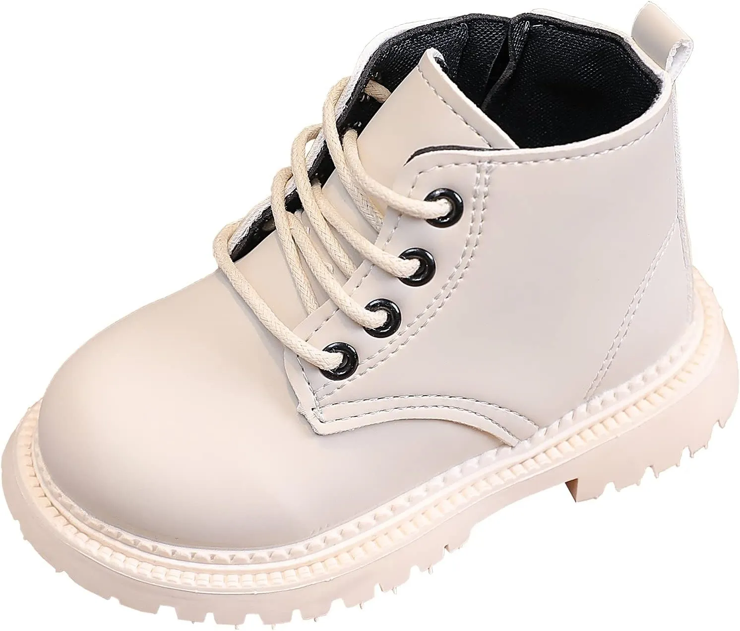 Happy Cherry Baby Work Boots Autumn Fashion Leather Lace-Up Boots Soft Flat Ankle Snow Boots