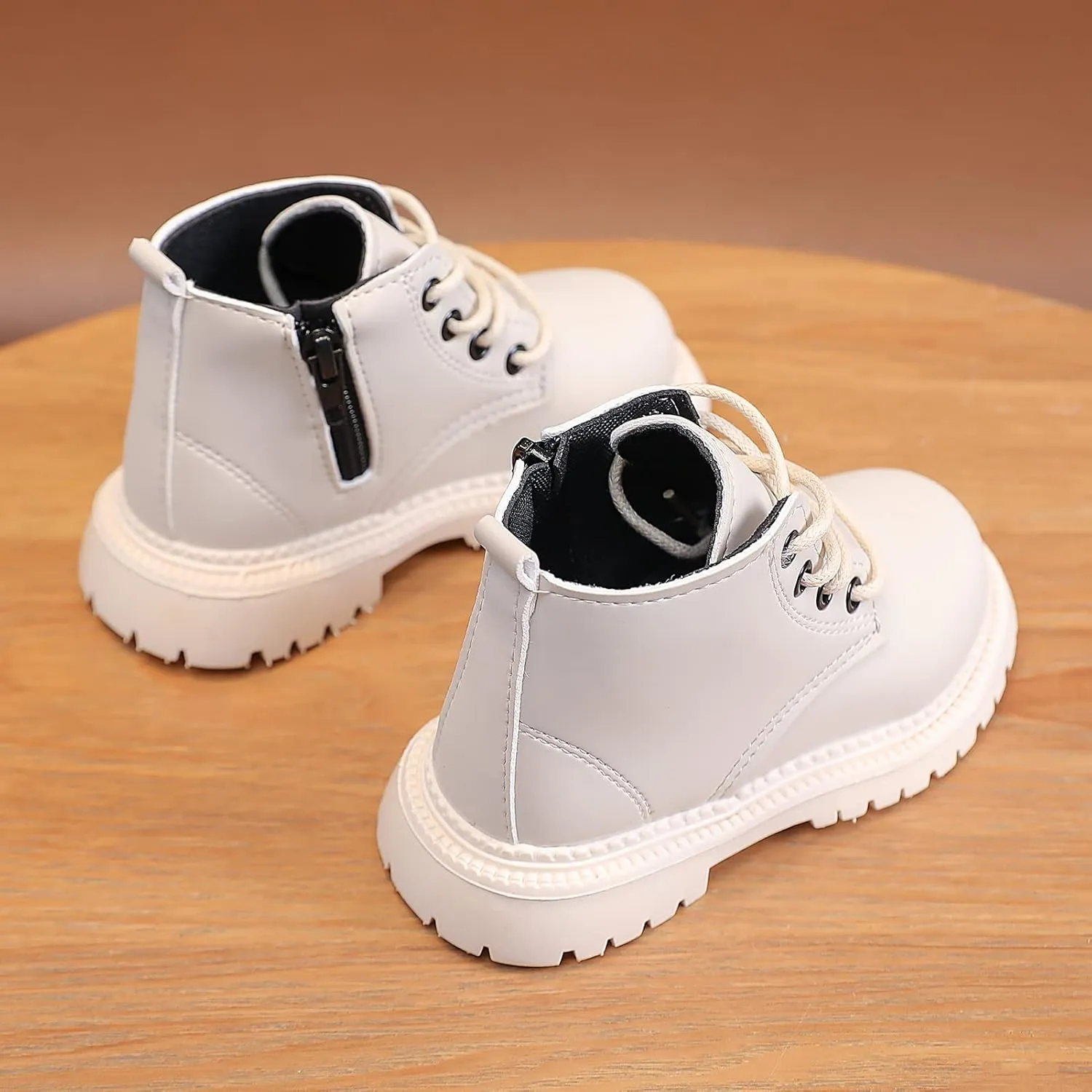 Happy Cherry Baby Work Boots Autumn Fashion Leather Lace-Up Boots Soft Flat Ankle Snow Boots