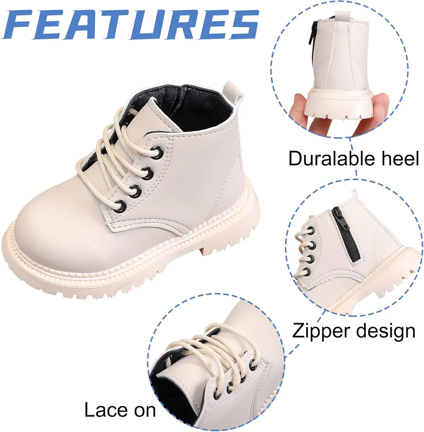 Happy Cherry Baby Work Boots Autumn Fashion Leather Lace-Up Boots Soft Flat Ankle Snow Boots