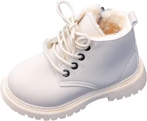 Happy Cherry Baby Work Boots Autumn Fashion Leather Lace-Up Boots Soft Flat Ankle Snow Boots
