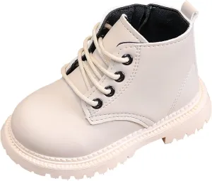Happy Cherry Baby Work Boots Autumn Fashion Leather Lace-Up Boots Soft Flat Ankle Snow Boots