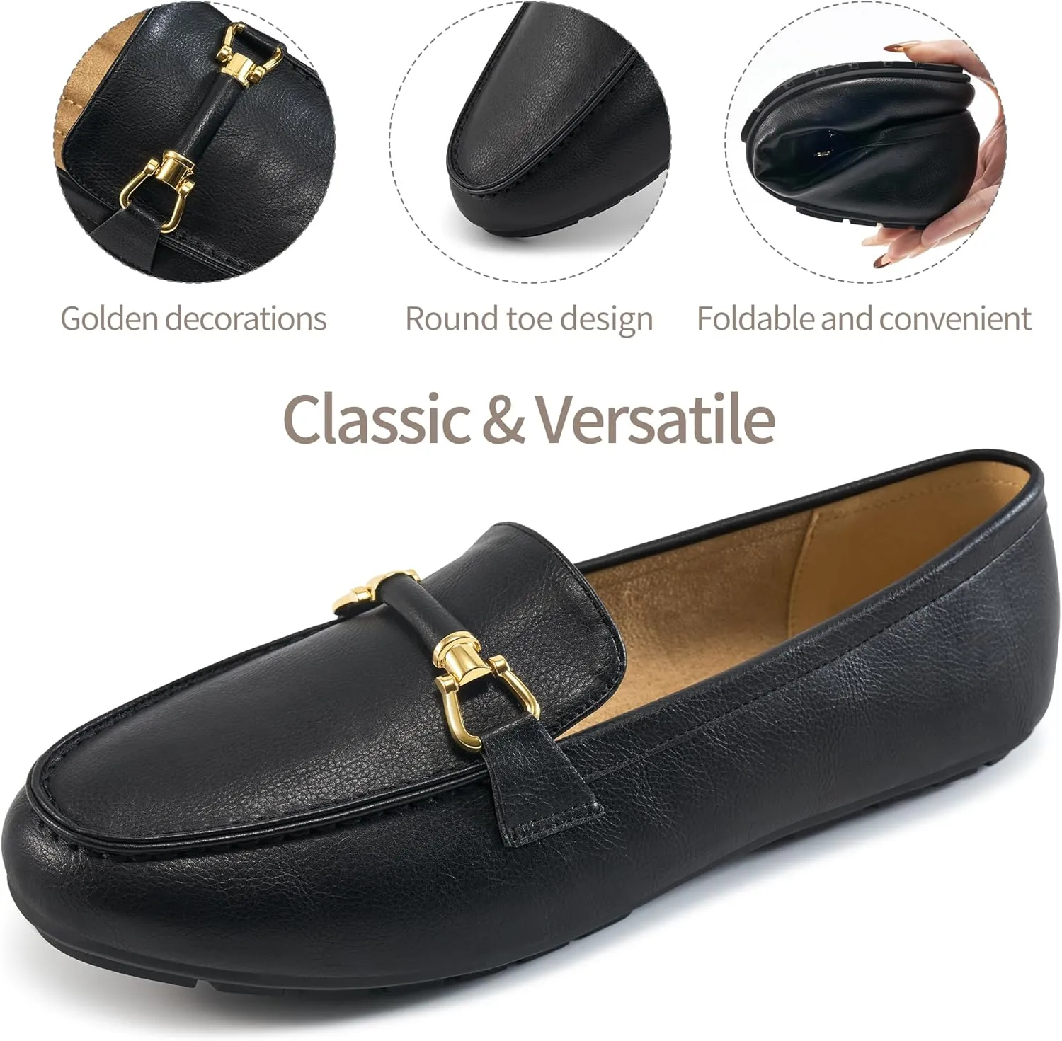 HARENCE Loafers for Women Comfortable Slip On Business Work Flats Shoes Casual Driving Moccasins Penny Loafer
