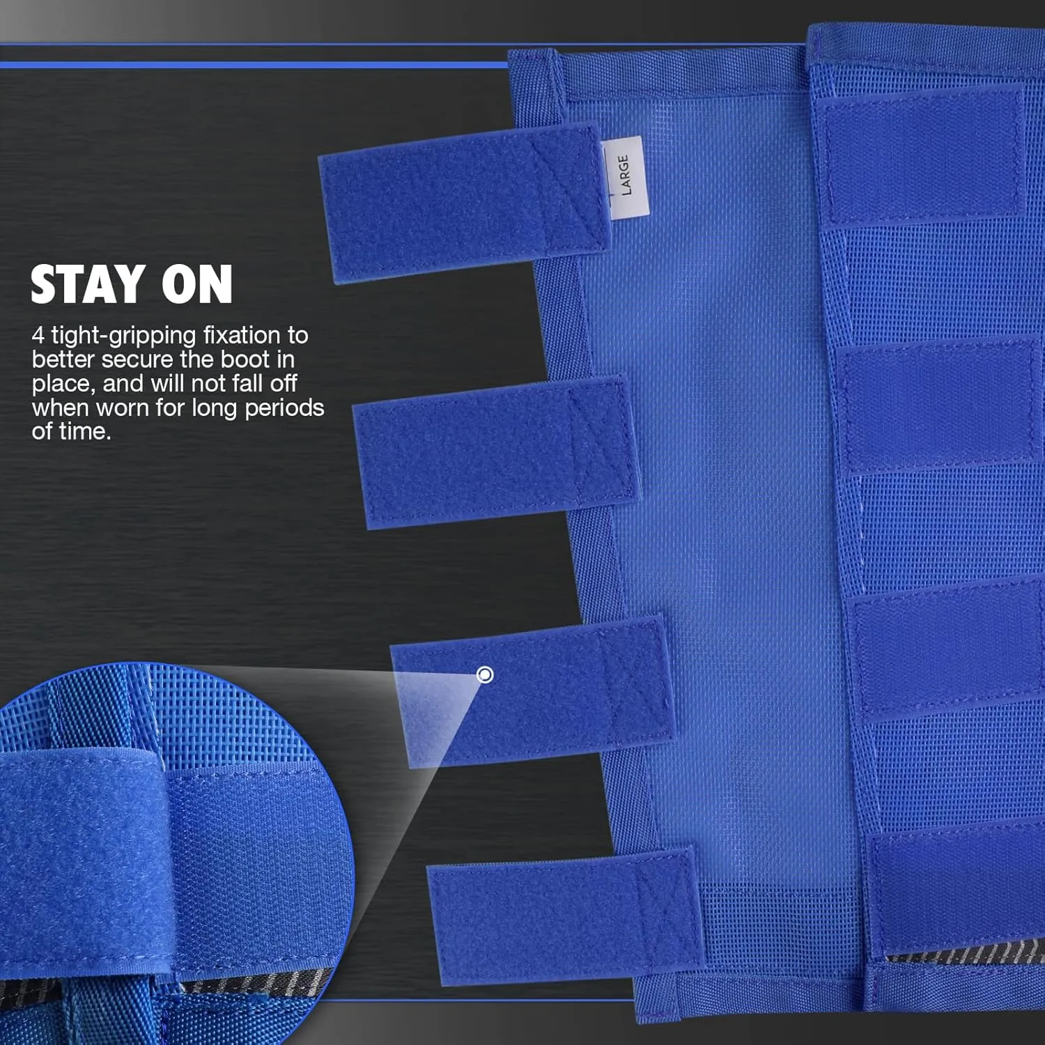 Harrison Howard Loose-Fitting Horse Fly Boots UV-Protective,Tear-Resistant Fine Mesh Leggins Stay-on Comfortable Fly Boots with Ultra-Soft Wool Trim (Set of 4) Signature Blue Full (Large)