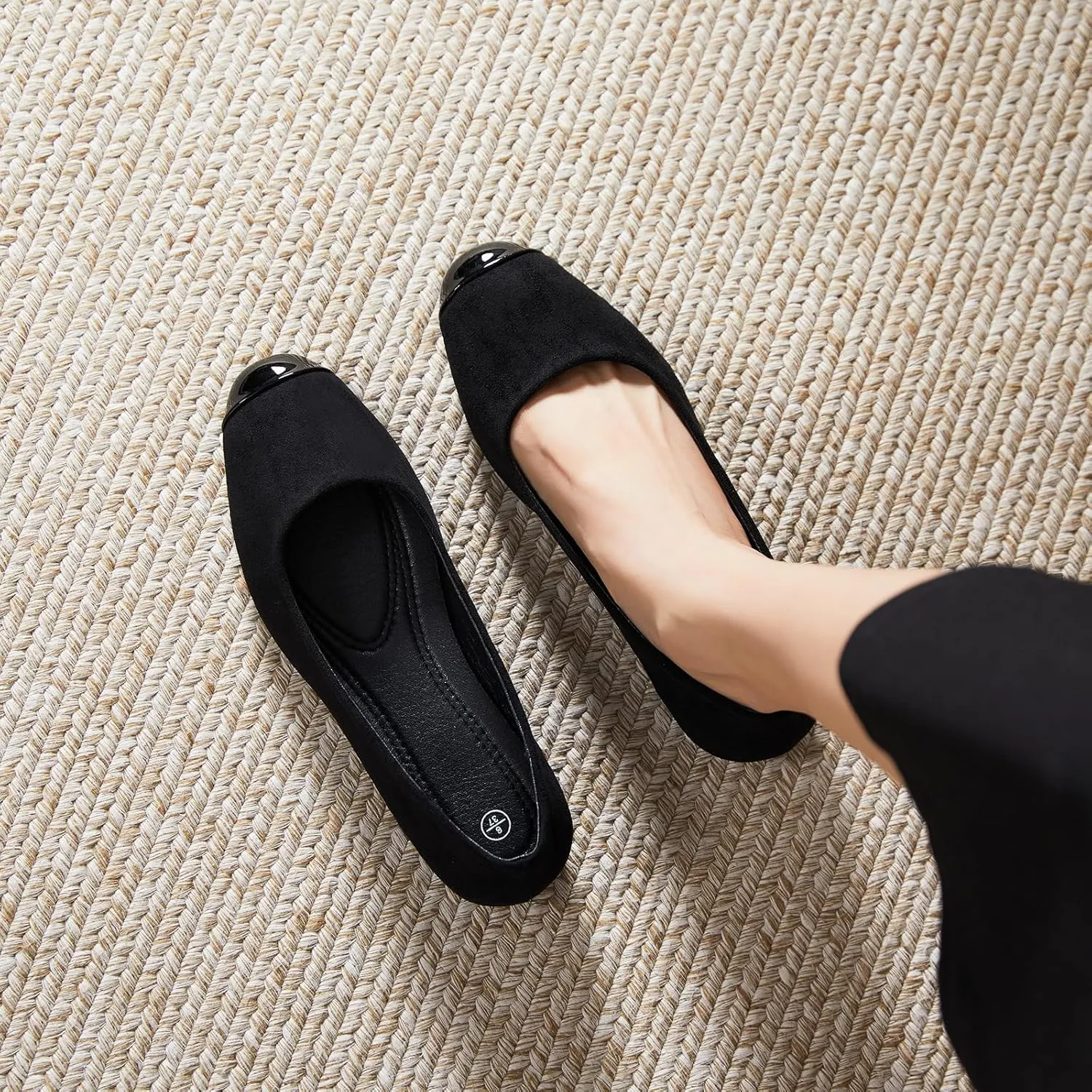 hash bubbie Women's Flats Shoes Ballet Flats Womens Round Toe Memory Foam Comfortable Dress Shoes Faux Suede Slip on Loafers for Women