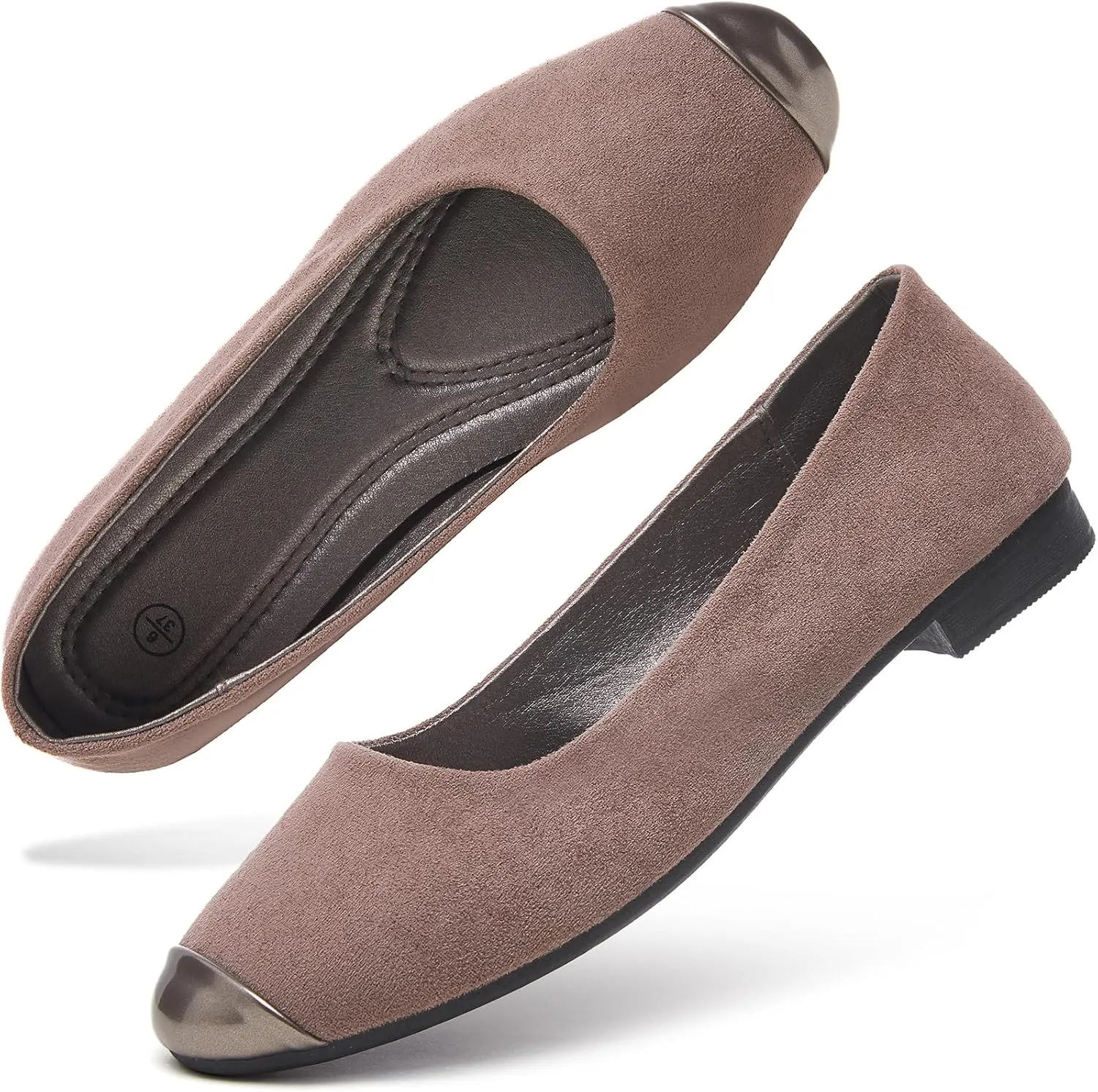hash bubbie Women's Flats Shoes Ballet Flats Womens Round Toe Memory Foam Comfortable Dress Shoes Faux Suede Slip on Loafers for Women