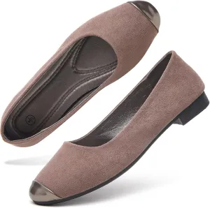 hash bubbie Women's Flats Shoes Ballet Flats Womens Round Toe Memory Foam Comfortable Dress Shoes Faux Suede Slip on Loafers for Women