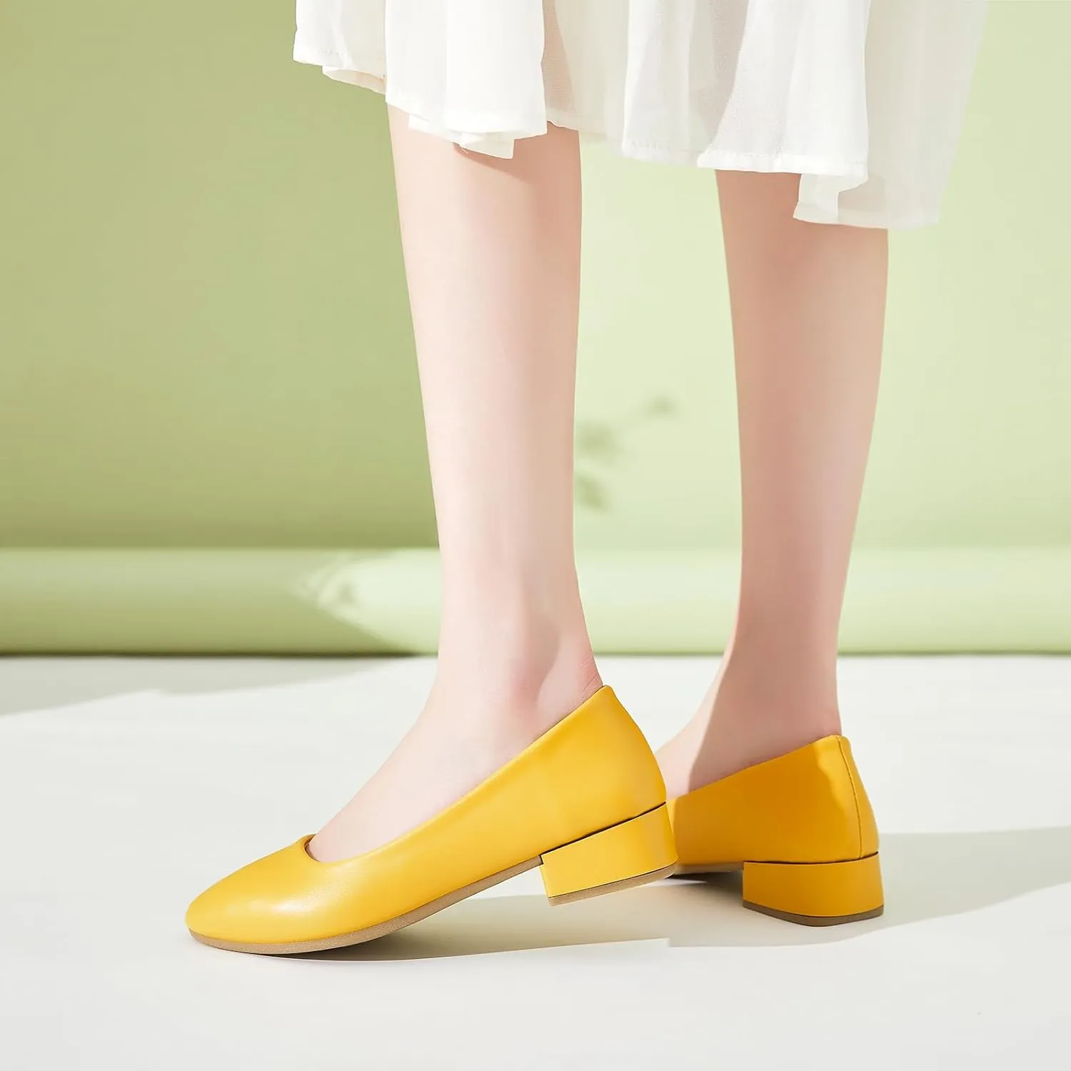 hash bubbie Women's Loafers Slip on Shoes Chunky Low Block Heels Closed Toe Pumps Shoes Office Shoes Ladies Elegant Wedding Dress Shoes