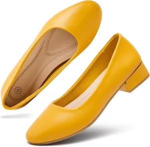 hash bubbie Women's Loafers Slip on Shoes Chunky Low Block Heels Closed Toe Pumps Shoes Office Shoes Ladies Elegant Wedding Dress Shoes