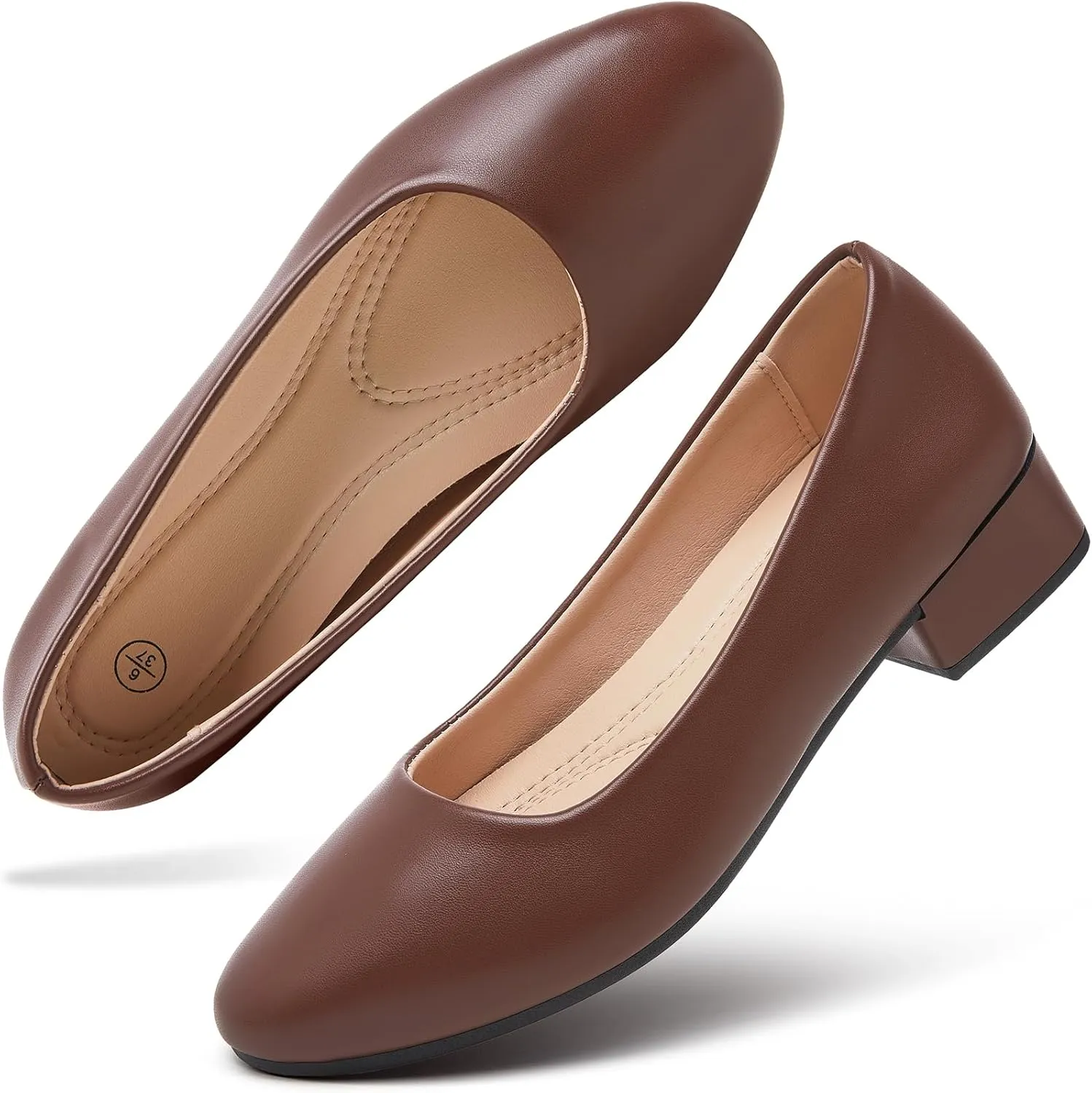 hash bubbie Women's Loafers Slip on Shoes Chunky Low Block Heels Closed Toe Pumps Shoes Office Shoes Ladies Elegant Wedding Dress Shoes
