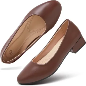 hash bubbie Women's Loafers Slip on Shoes Chunky Low Block Heels Closed Toe Pumps Shoes Office Shoes Ladies Elegant Wedding Dress Shoes