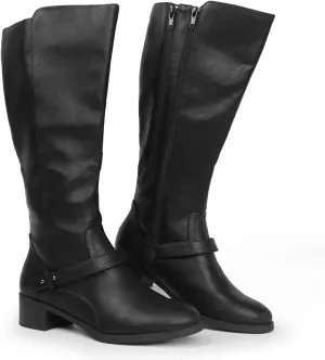 Hawkwell Women's Wide Calf Double Zipper Knee High Riding Boots