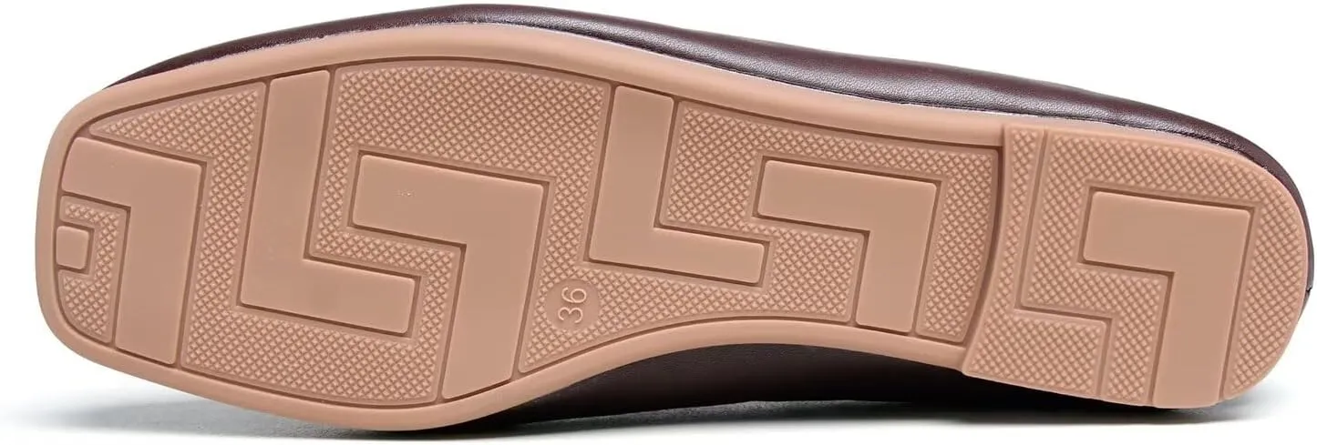 Hee grand Women's Flats Square Toe Ballet Shoes Casual Flats Satin Dress Shoes Comfort Slip-On Loafers
