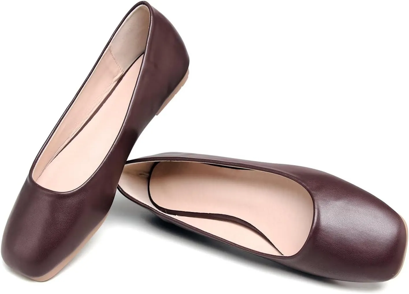 Hee grand Women's Flats Square Toe Ballet Shoes Casual Flats Satin Dress Shoes Comfort Slip-On Loafers
