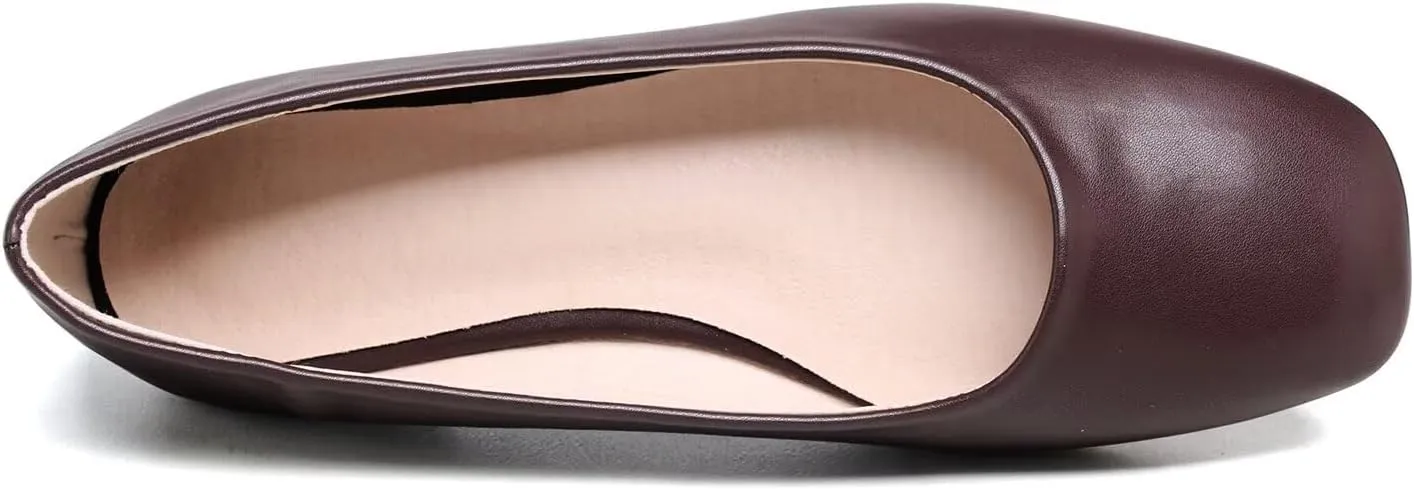 Hee grand Women's Flats Square Toe Ballet Shoes Casual Flats Satin Dress Shoes Comfort Slip-On Loafers