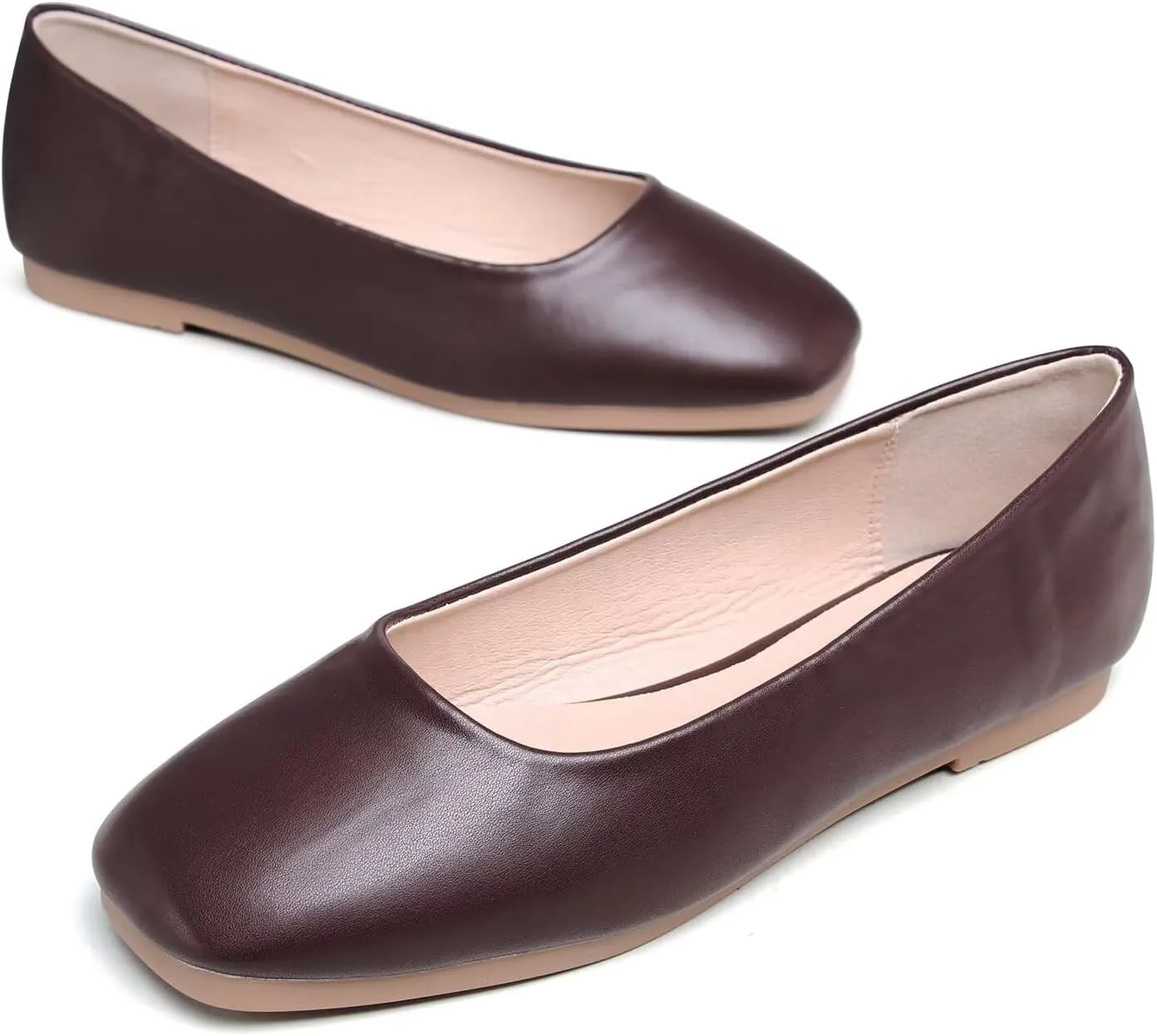 Hee grand Women's Flats Square Toe Ballet Shoes Casual Flats Satin Dress Shoes Comfort Slip-On Loafers